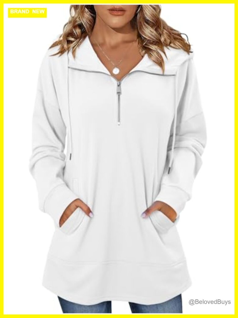 Women Hoodie Pullover Quarter Zip Scuba Sweatshirt Long Sleeve